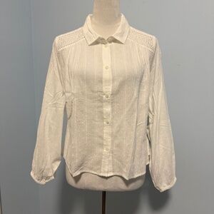 American Eagle Outfitters Women’s Embroidered White Cotton Blouse Size M